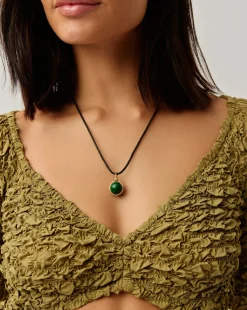 Sphere Gemstone Cord Pendant Necklace