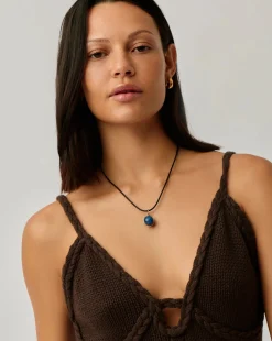 Sphere Gemstone Cord Pendant Necklace
