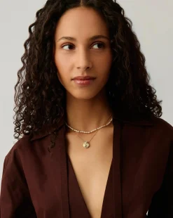 Spiral Pendant Necklace & Pearl Beaded Choker Set