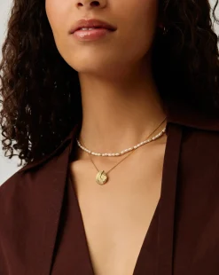 Spiral Pendant Necklace & Pearl Beaded Choker Set