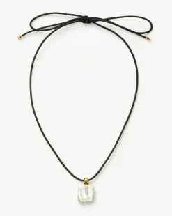 Square Pearl Pendant Cord Necklace