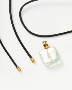 Square Pearl Pendant Cord Necklace
