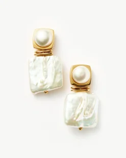 Square Pearl Statement Earrings