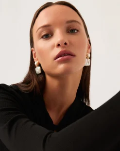 Square Pearl Statement Earrings