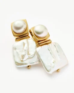 Square Pearl Statement Earrings