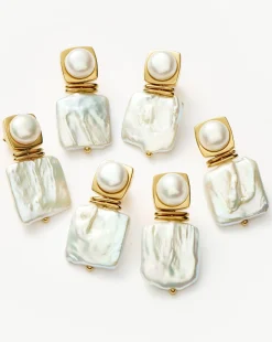 Square Pearl Statement Earrings