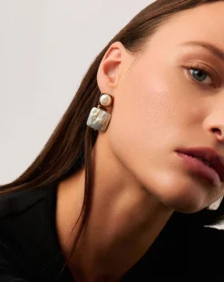 Square Pearl Statement Earrings