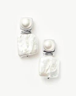 Square Pearl Statement Earrings