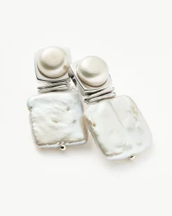 Square Pearl Statement Earrings