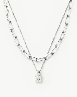 Star Ridge & Paperclip Chain Necklace Set