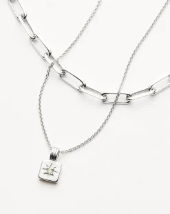 Star Ridge & Paperclip Chain Necklace Set