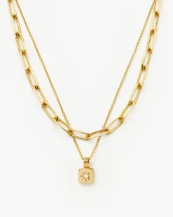 Star Ridge & Paperclip Chain Necklace Set