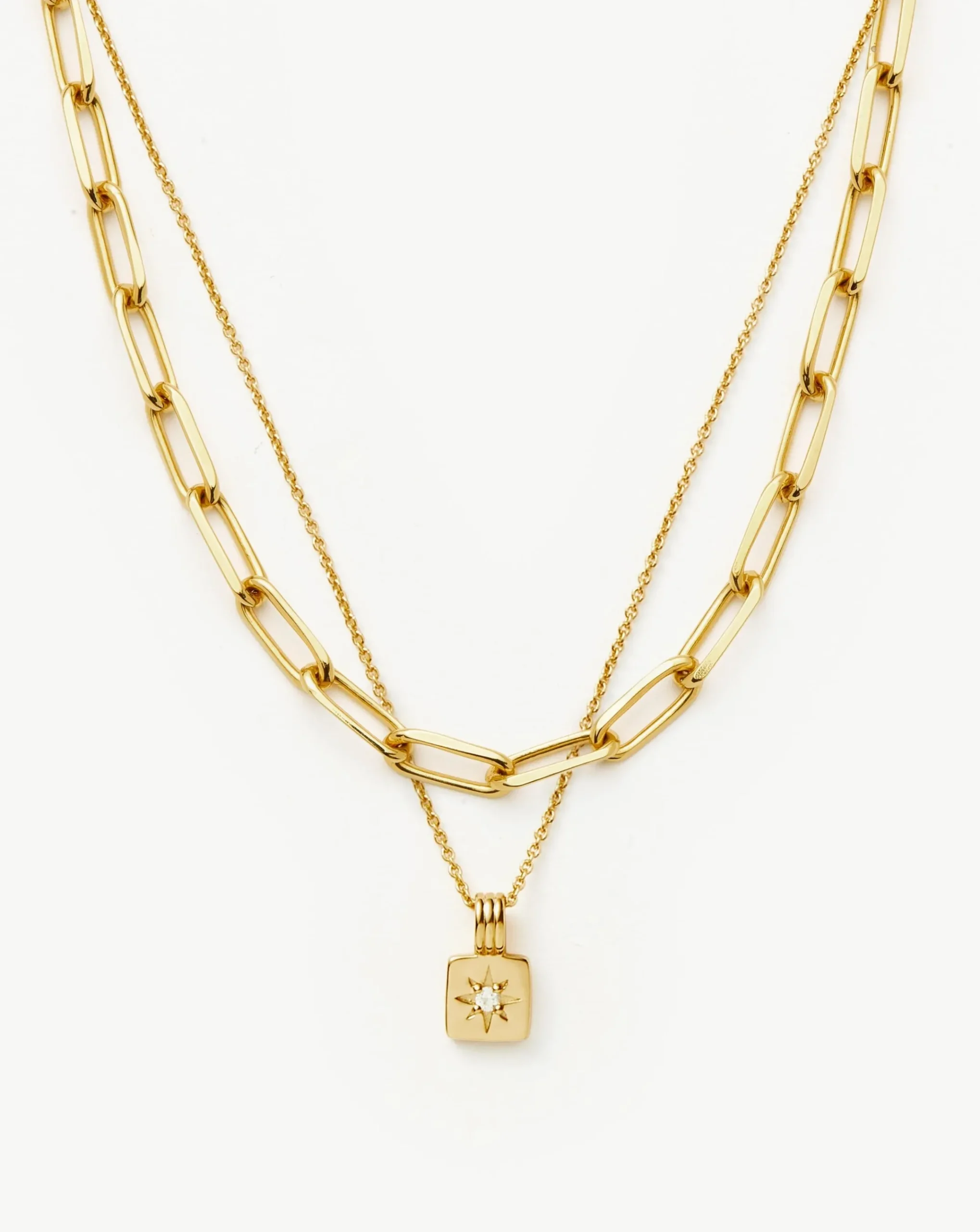 Star Ridge & Paperclip Chain Necklace Set