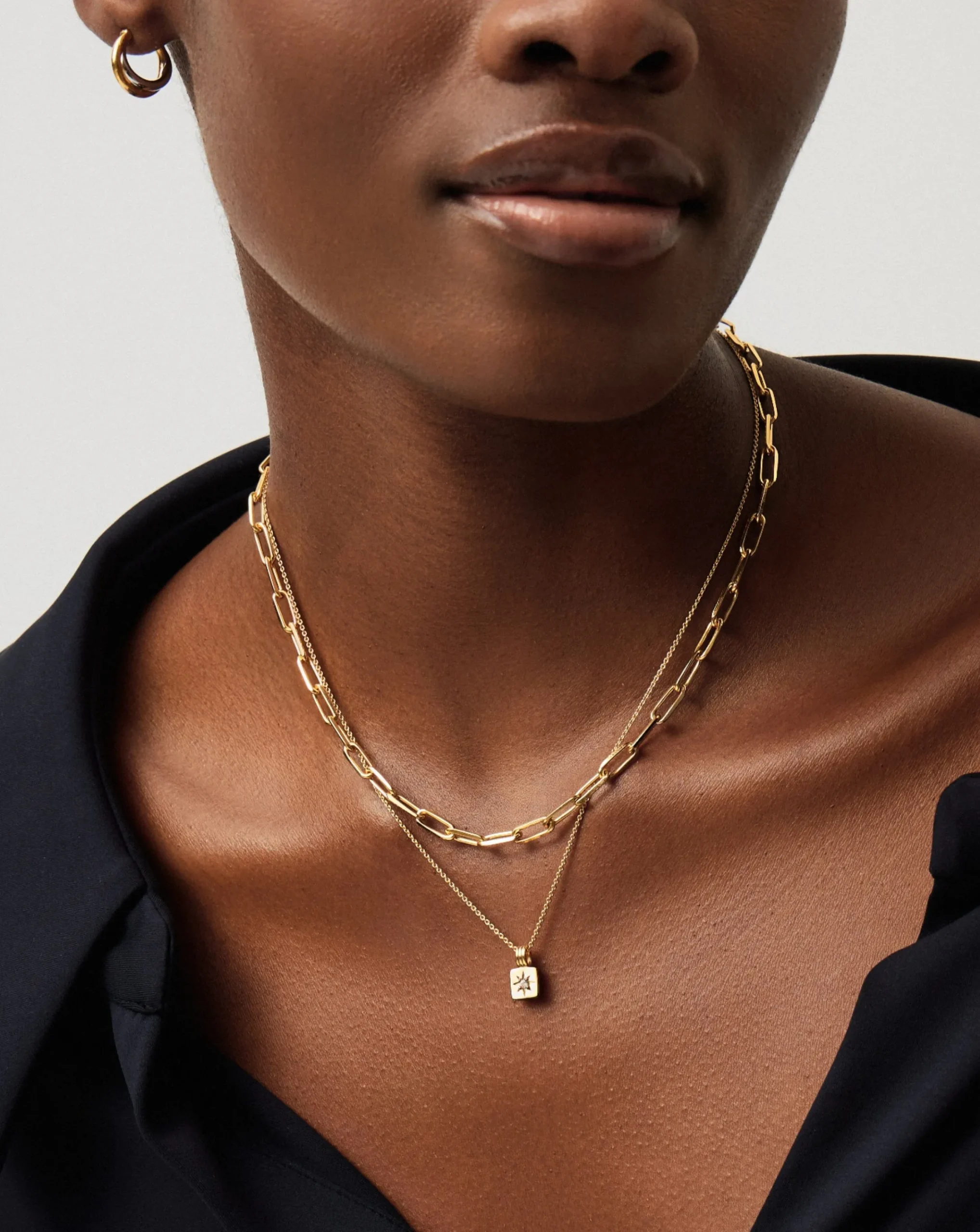 Star Ridge & Paperclip Chain Necklace Set