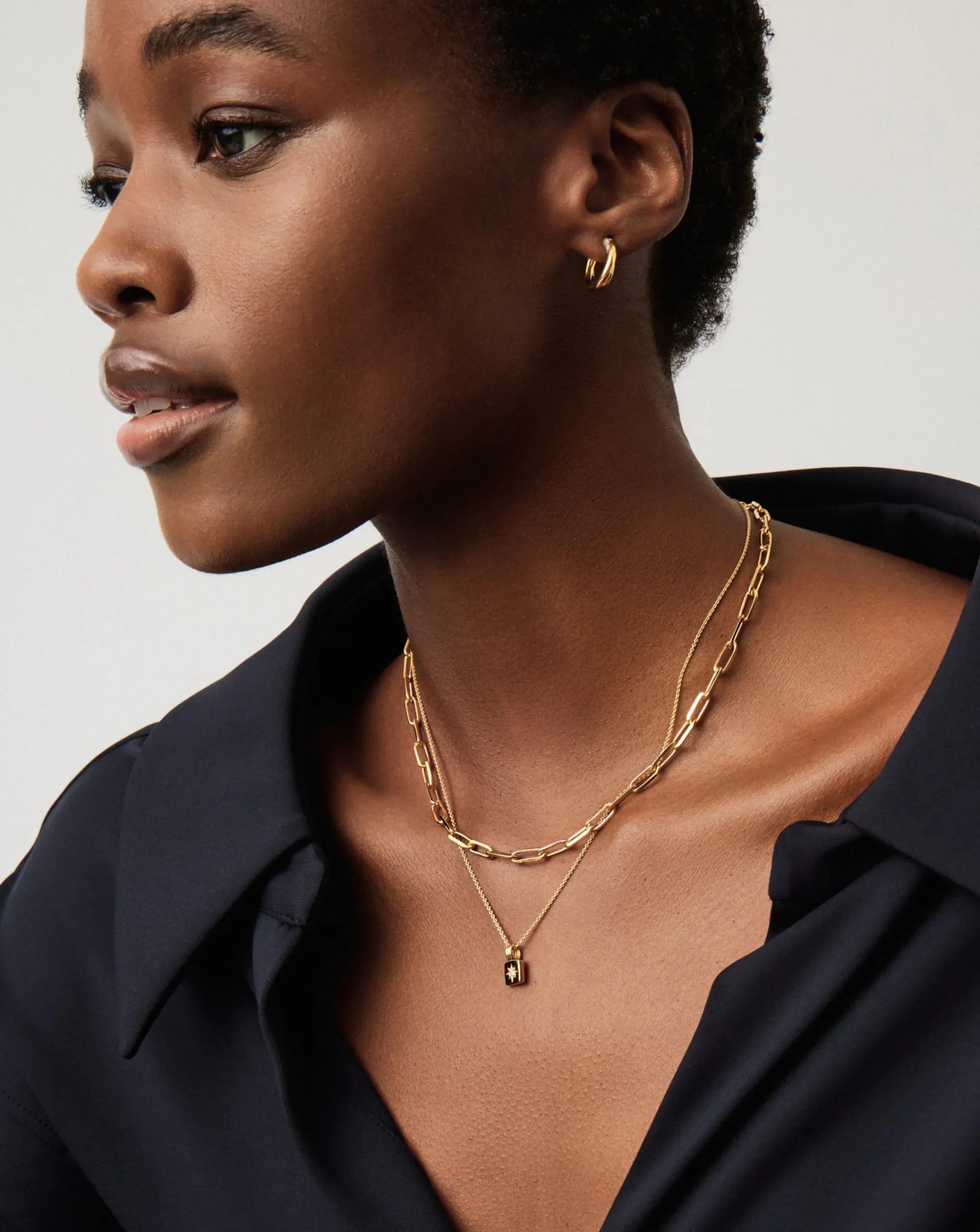 Star Ridge & Paperclip Chain Necklace Set