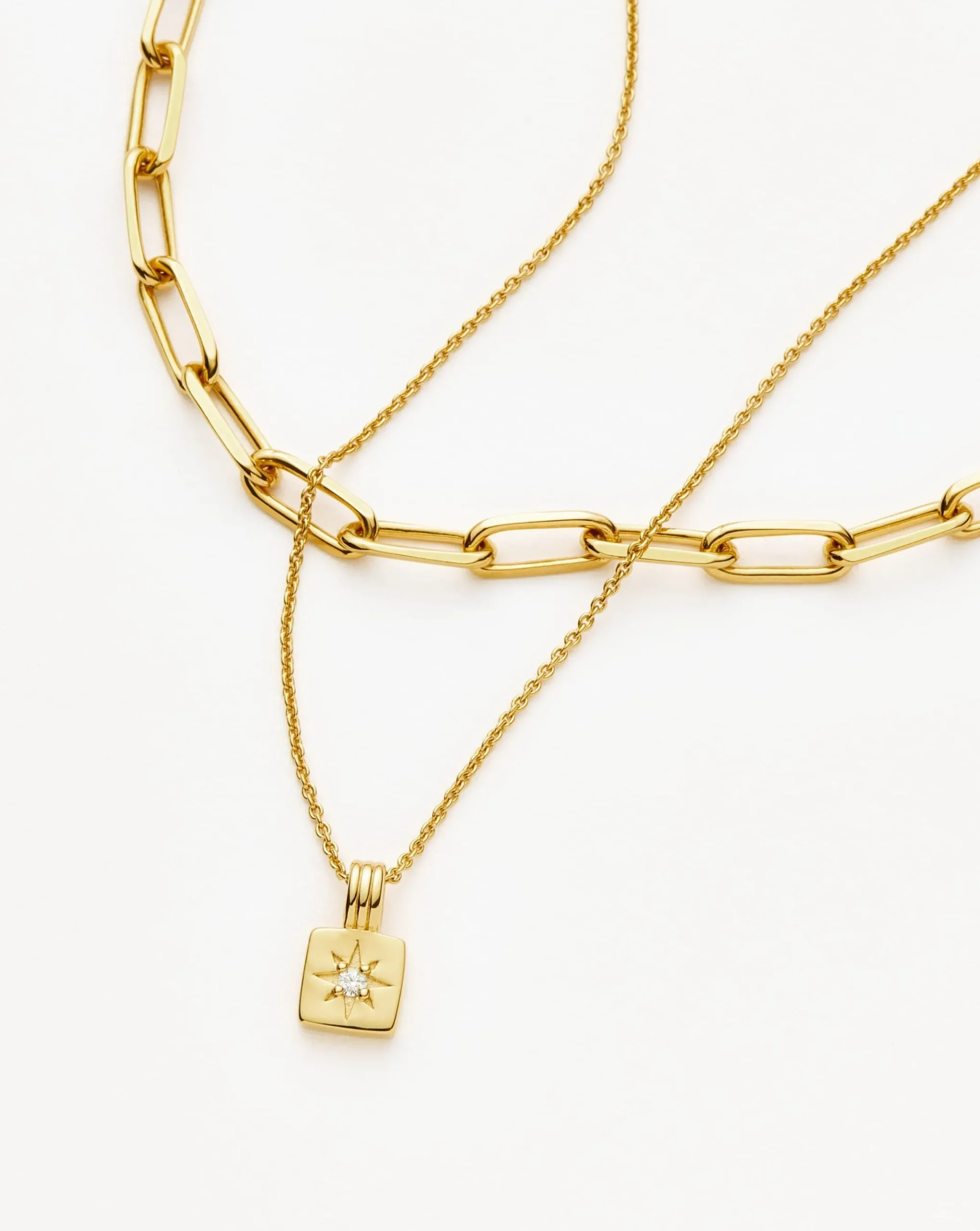 Star Ridge & Paperclip Chain Necklace Set