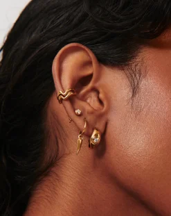 Stone Dome Mini Hoop Earrings