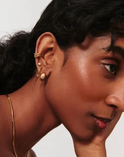 Stone Dome Mini Hoop Earrings