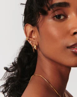 Stone Dome Mini Hoop Earrings