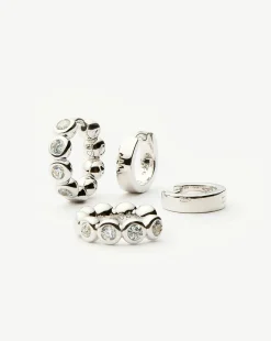 Tennis & Chubby Hoop Earring Set