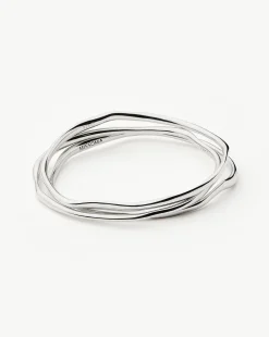 Trio Molten Ripple Bangle Bracelet Set