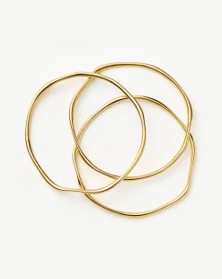 Trio Molten Ripple Bangle Bracelet Set