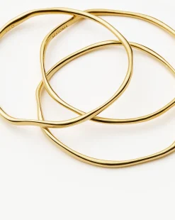 Trio Molten Ripple Bangle Bracelet Set