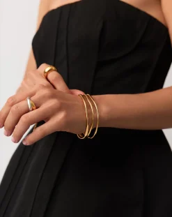 Trio Molten Ripple Bangle Bracelet Set