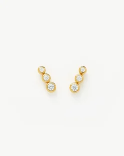 Triple Stone Stud Earrings