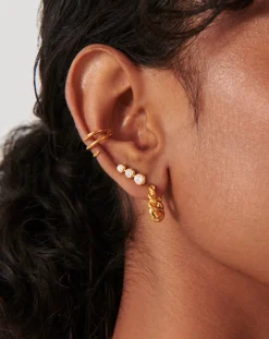 Triple Stone Stud Earrings