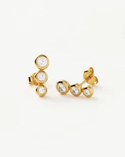 Triple Stone Stud Earrings