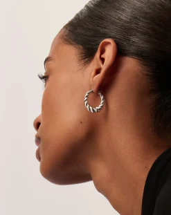 Twisted Tidal Medium Hoop Earrings