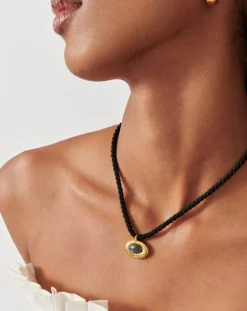 Wavy Ridge Caspia Gemstone Cord Necklace