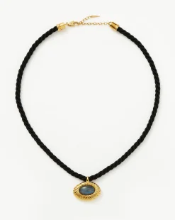Wavy Ridge Caspia Gemstone Cord Necklace