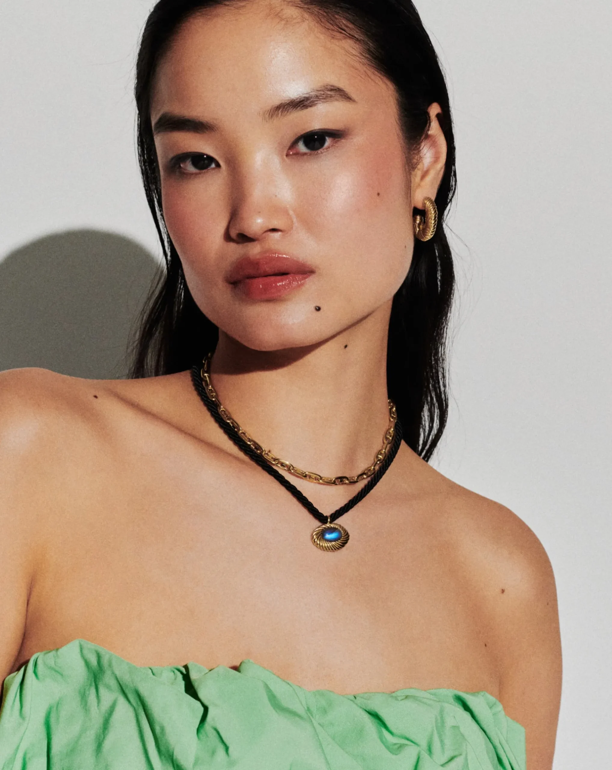 Wavy Ridge Caspia Gemstone Cord Necklace