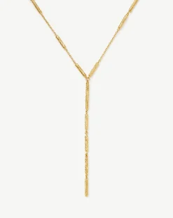 Wavy Ridge Lariat Chain Necklace