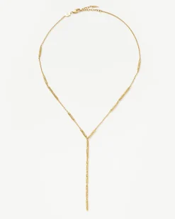 Wavy Ridge Lariat Chain Necklace