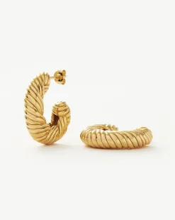 Wavy Ridge Medium Hoop Earrings