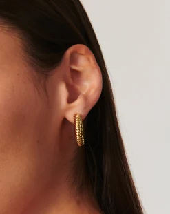 Wavy Ridge Medium Hoop Earrings