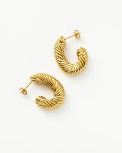 Wavy Ridge Medium Hoop Earrings