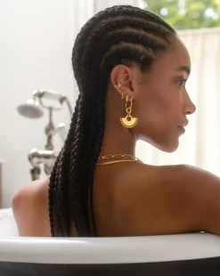 Zenyu Fan Chandelier Hoop Earrings