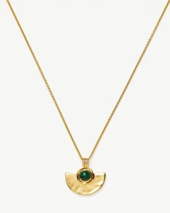 Zenyu Gemstone Fan Pendant Necklace