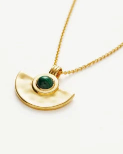 Zenyu Gemstone Fan Pendant Necklace