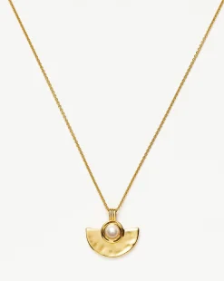 Zenyu Gemstone Fan Pendant Necklace