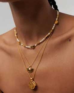 Zenyu Gemstone Fan Pendant Necklace