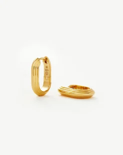 Zenyu Link Ridge Ovate Hoop Earrings